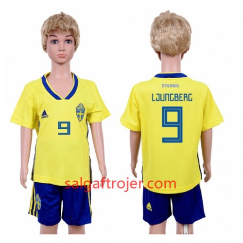 Sverige Fodboldtrøjer Ljungberg 9 Børn Hjemmebanesæt VM 2018 Sverige Fodboldtrøjer Ljungberg 9 Børn Hjemmebanesæt VM 2018